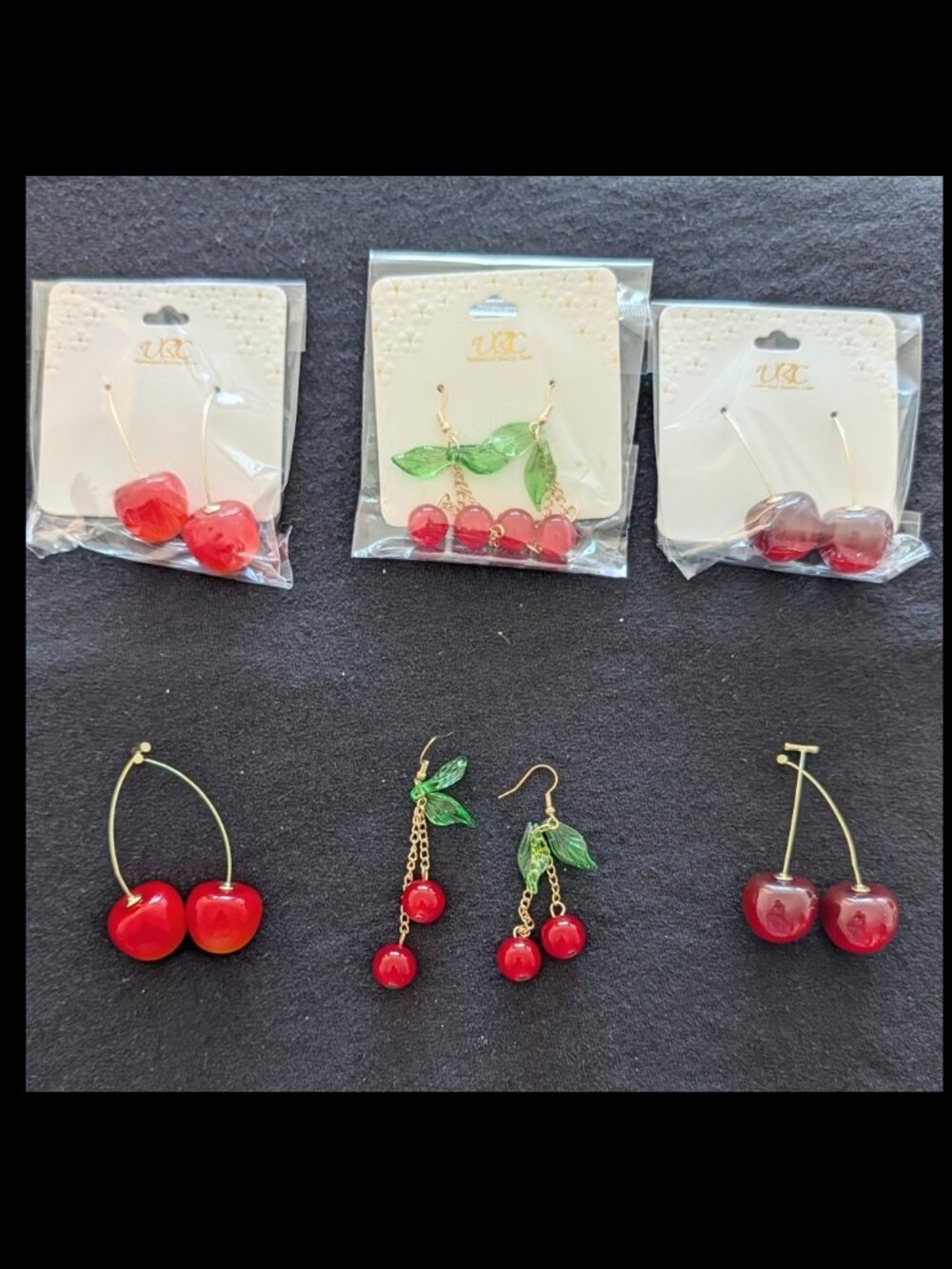 Cute Light or Dark CHERRY 2 Inch Dangle Earrings - New In Package